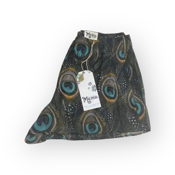 new SMYM Show Me Your Mumu ༅ Peacock Feather Print Chiffon Sawyer Shorts ༅ Med ༅ - Picture 6 of 16